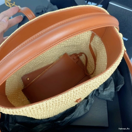 bag-20*25*16CM raffia 37 YSL leather-trimmed Le bucket 0812
